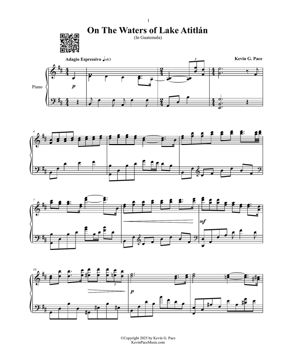 On the Waters of Lake Atitlán, piano solo Piano Solo scores gallery preview page 2