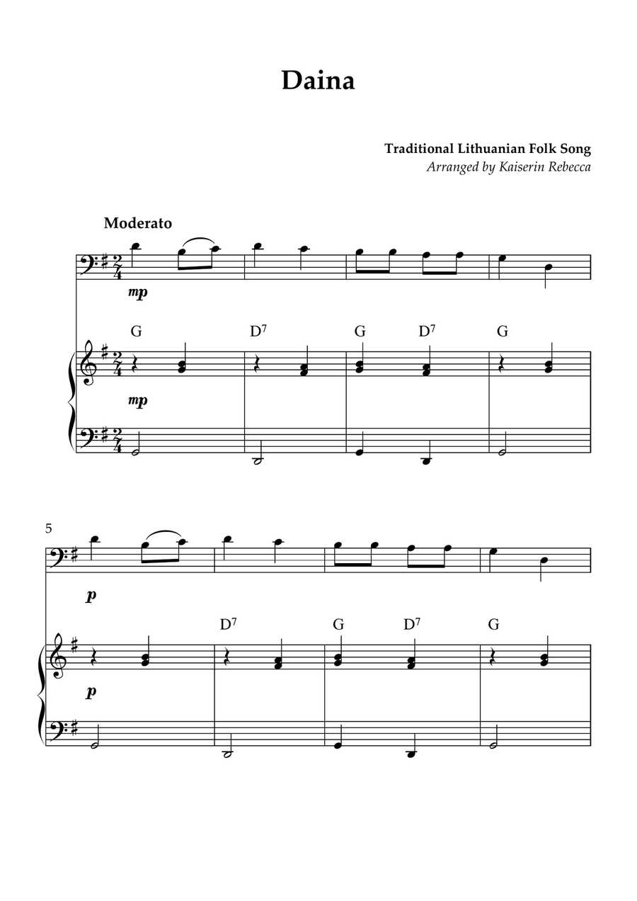 Daina Daina Piano scores gallery preview page 1