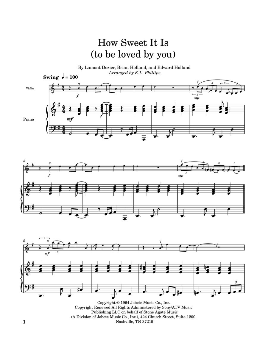 How Sweet It Is (To Be Loved By You) Violin Solo scores gallery preview page 2