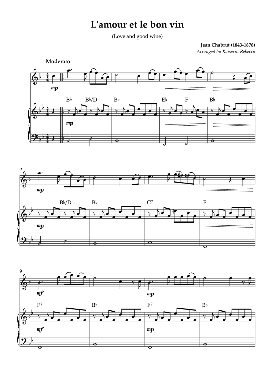 L'amour et le bon vin (Love and good wine) English Horn scores gallery preview page 1