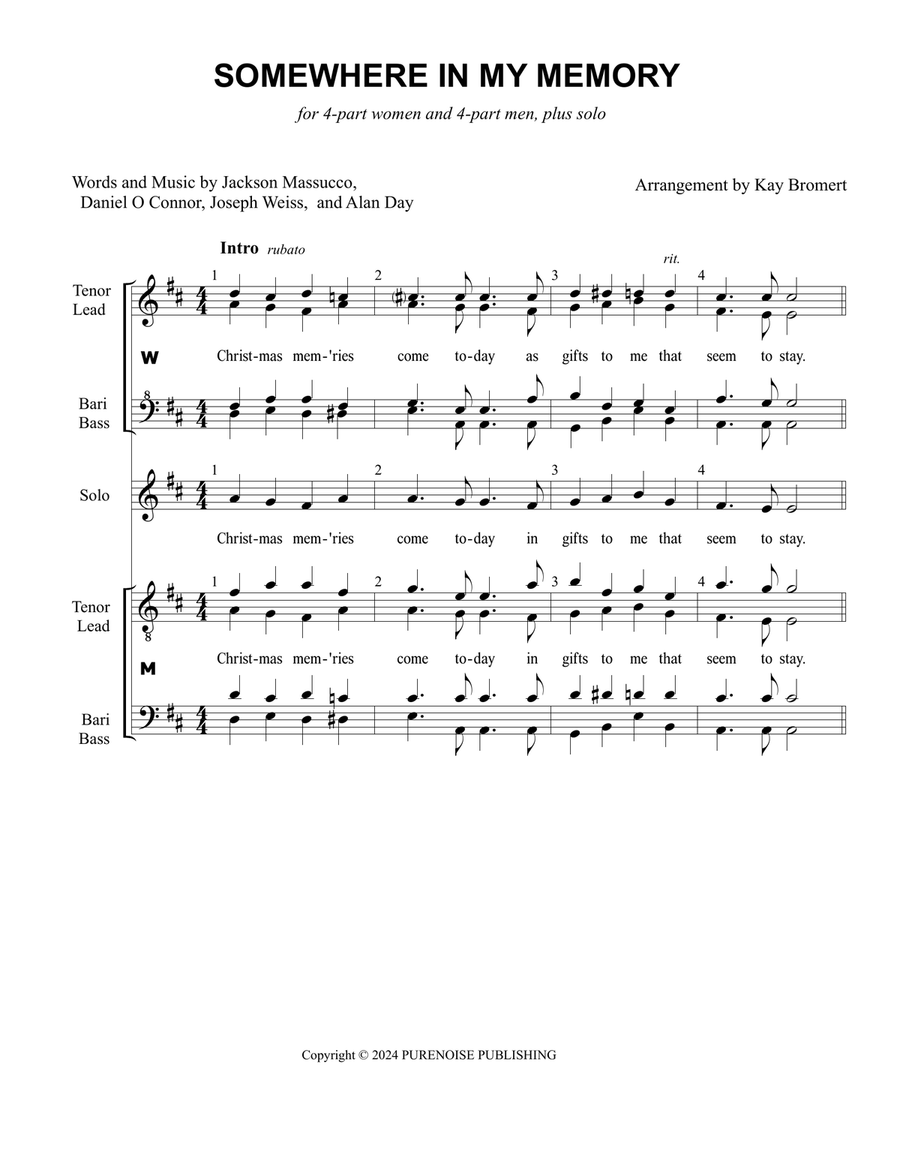 Somewhere In My Memory Somewhere In My Memory A Cappella scores gallery preview page 1