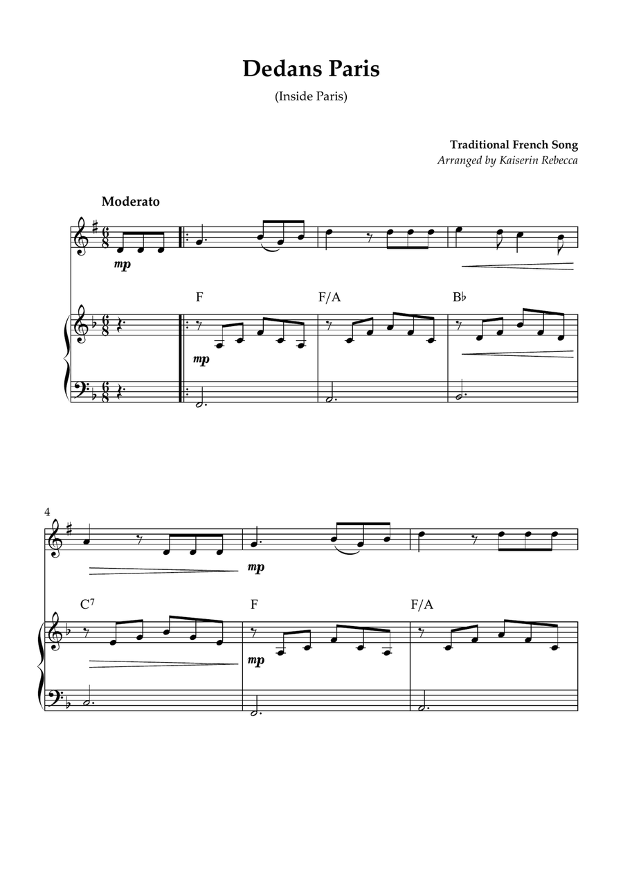 Dedans Paris (Inside Paris) B-Flat Trumpet scores gallery preview page 1