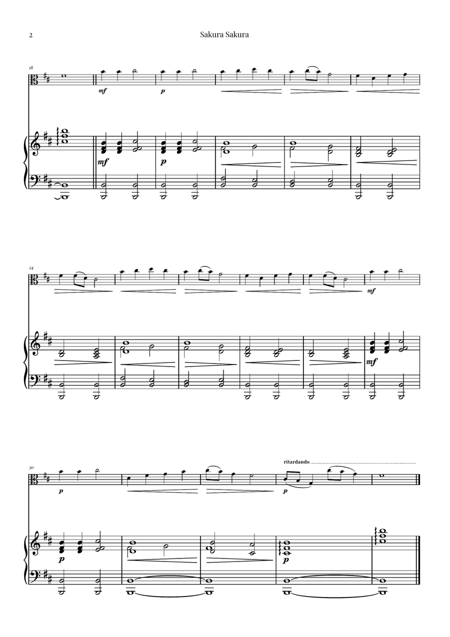 Sakura Sakura (Cherry Blossoms) - ENCHANTING Sheet Music Viola scores gallery preview page 2