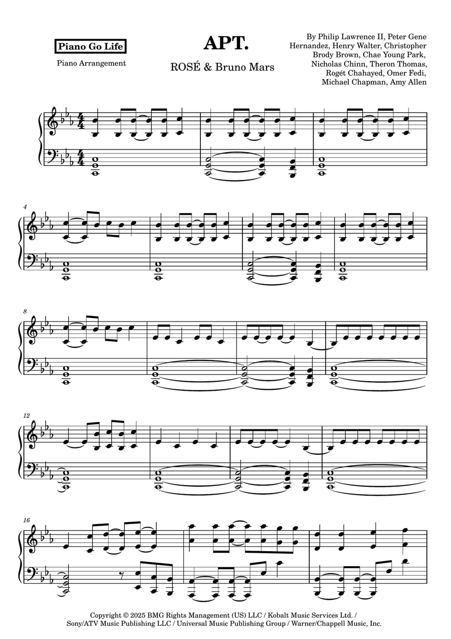 Apt. Apt. Piano Solo scores gallery preview page 1