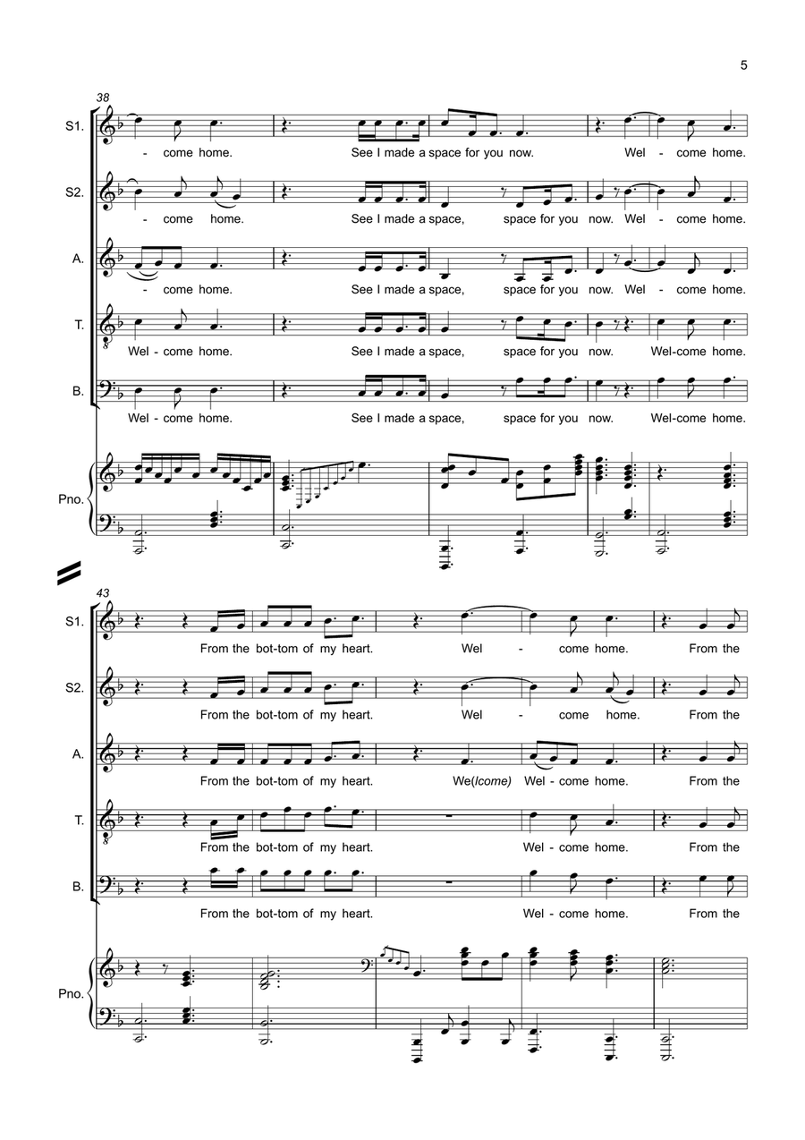 Welcome Home Divisi scores gallery preview page 5