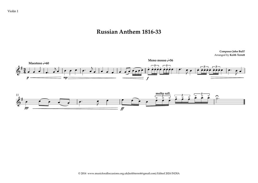 Russian National Anthem for String Orchestra (1816-33) String Orchestra scores gallery preview page 4