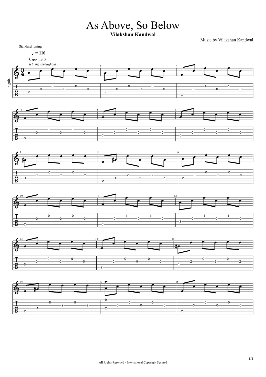 As Above, So Below Acoustic Guitar scores gallery preview page 1