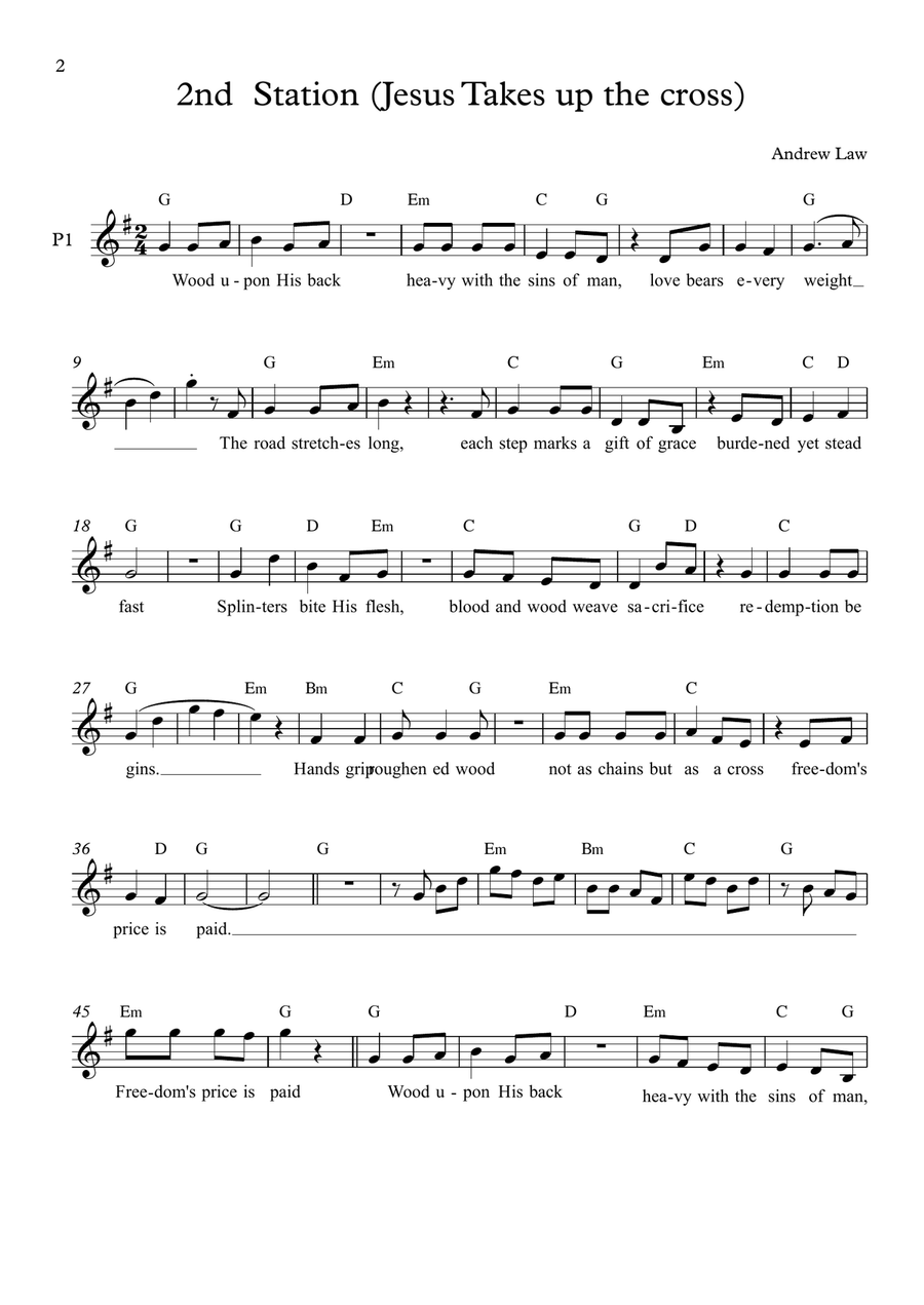 2nd Station Jesus Takes Up The Cross Piano, Vocal scores gallery preview page 2