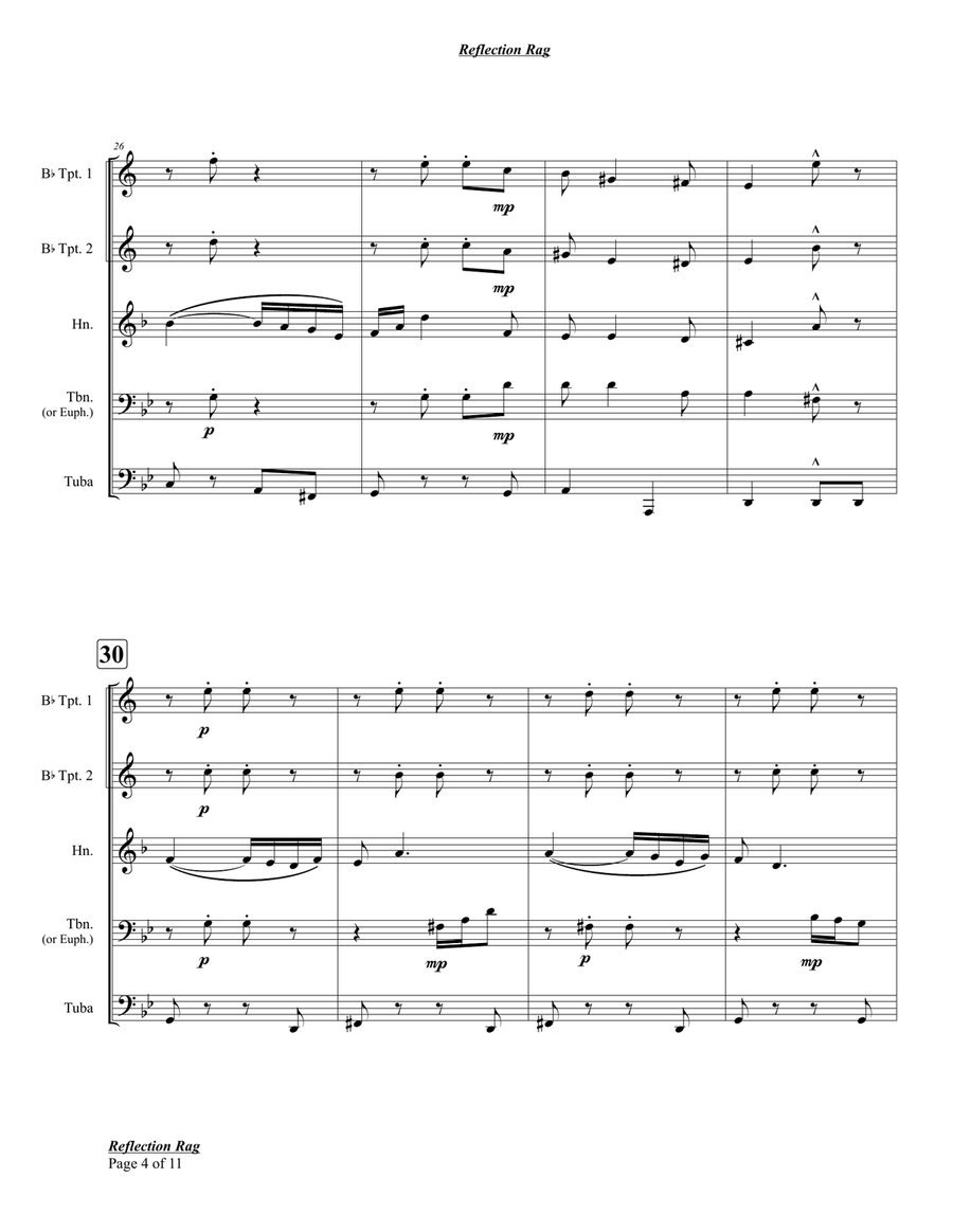 Reflection Rag (Syncopated Musings) Brass Quintet scores gallery preview page 4
