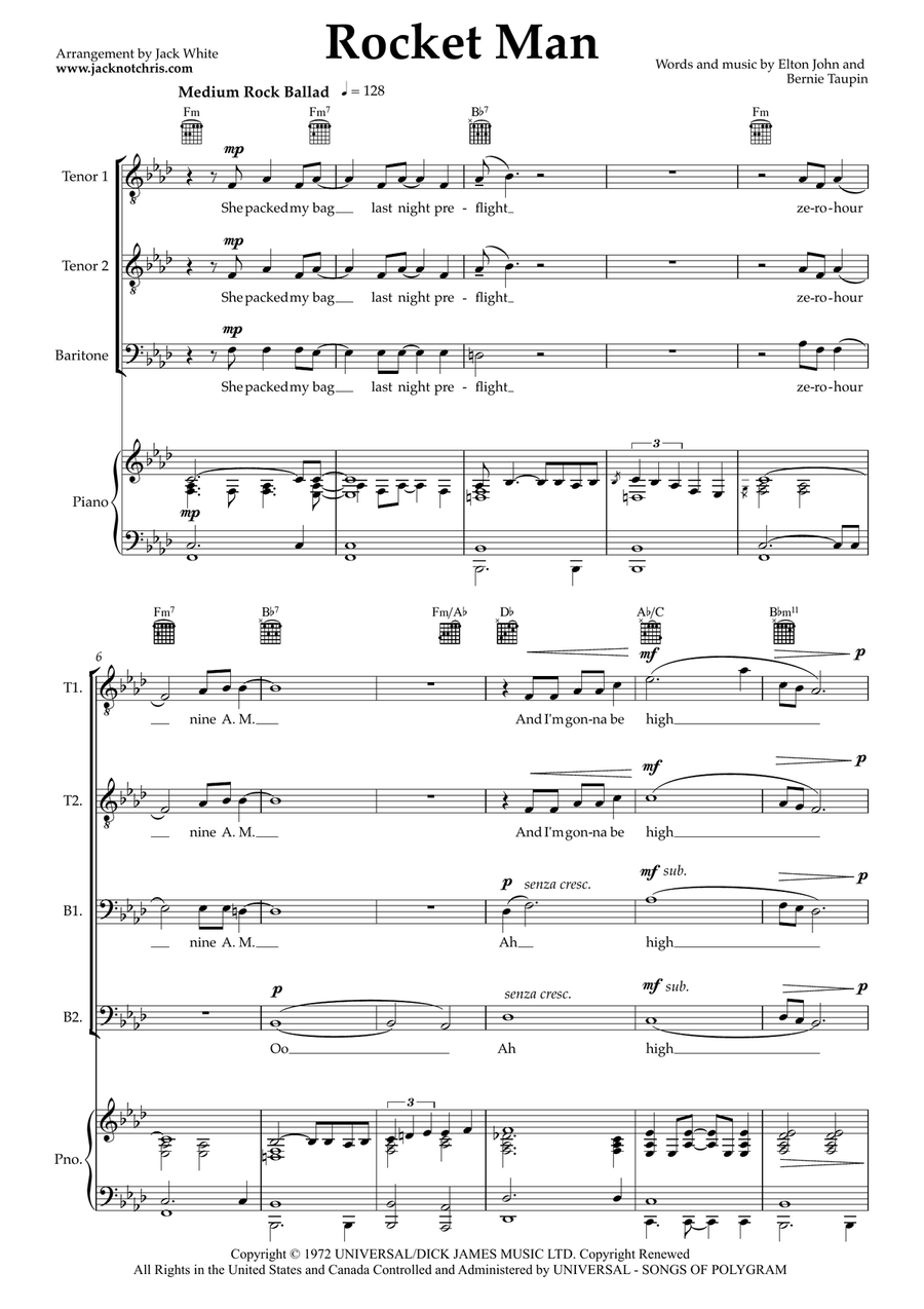 Rocket Man (I Think It's Gonna Be A Long Long Time) TTBB scores gallery preview page 1