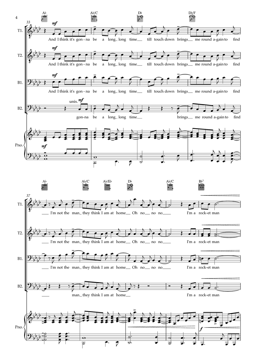 Rocket Man (I Think It's Gonna Be A Long Long Time) TTBB scores gallery preview page 4