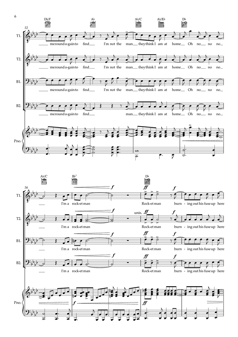 Rocket Man (I Think It's Gonna Be A Long Long Time) TTBB scores gallery preview page 6