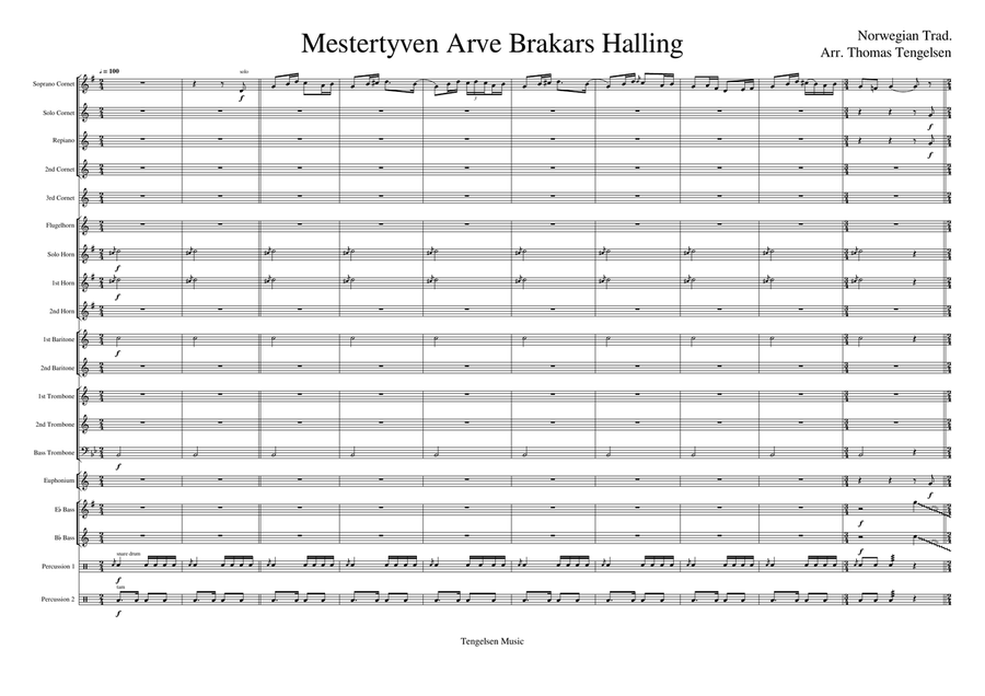 Mestertyven Arve Brakars Halling Brass Band scores gallery preview page 1