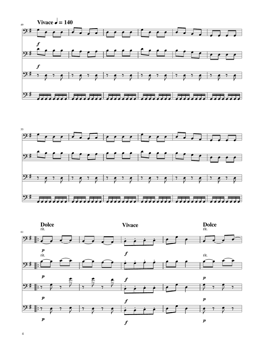 Hungarian Dance No. 5 - Trombone Quartet Brass Quartet scores gallery preview page 4