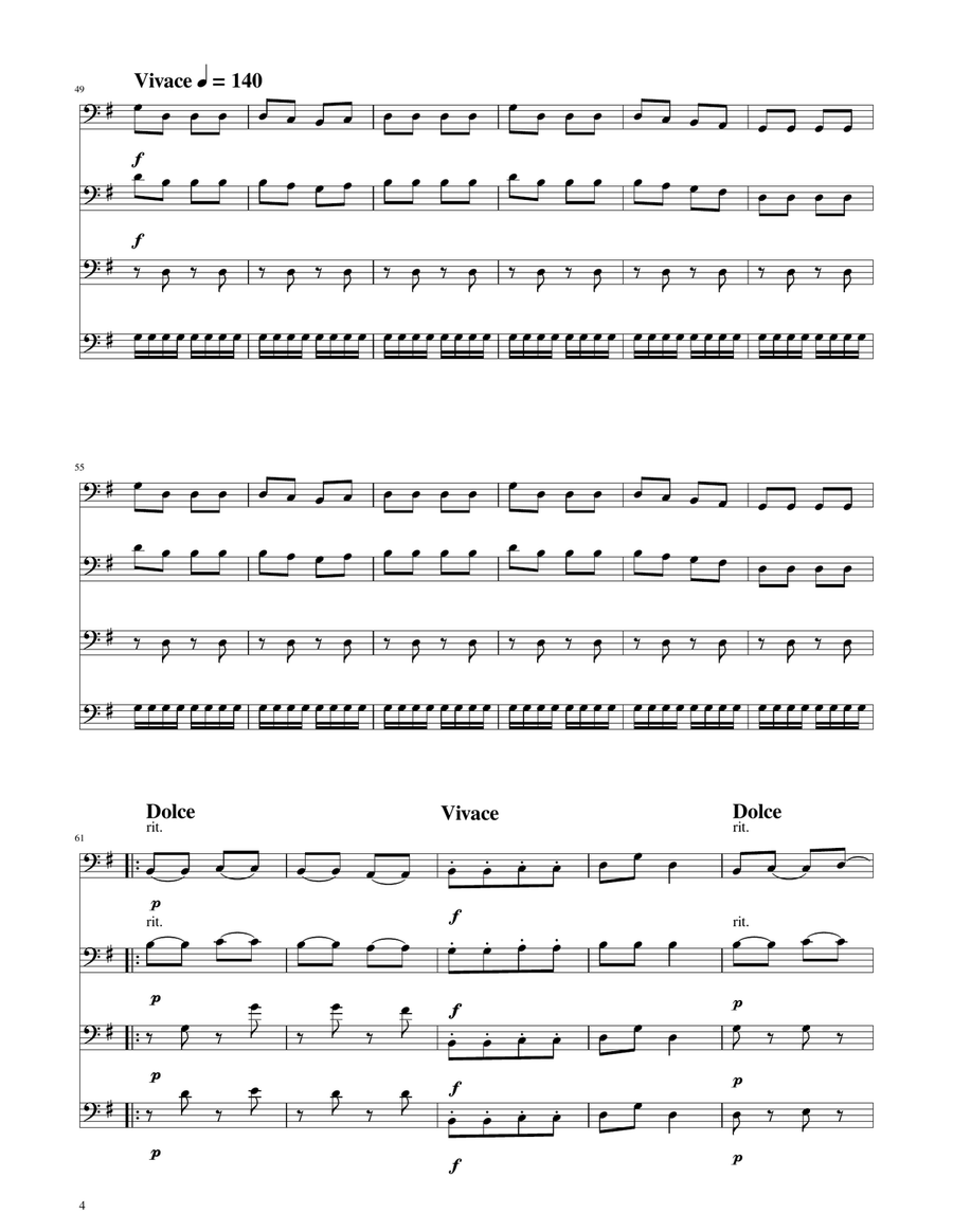 Hungarian Dance No. 5 - Trombone Quartet Brass Quartet scores gallery preview page 4