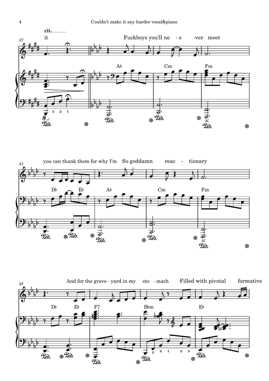 Couldn't Make It Any Harder Piano, Vocal scores gallery preview page 4