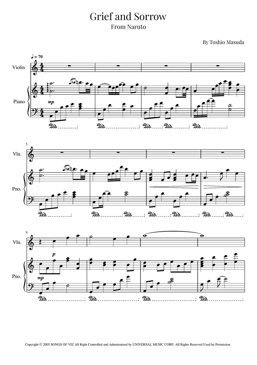 Grief And Sorrow Grief And Sorrow Violin Solo scores gallery preview page 1