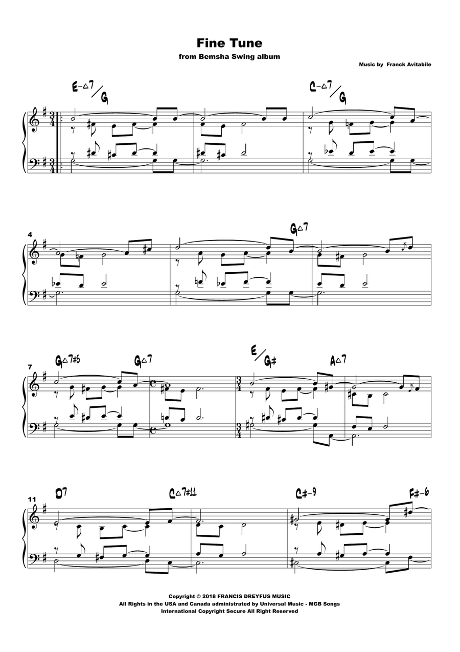 Fine Tune Fine Tune Piano Solo scores gallery preview page 1