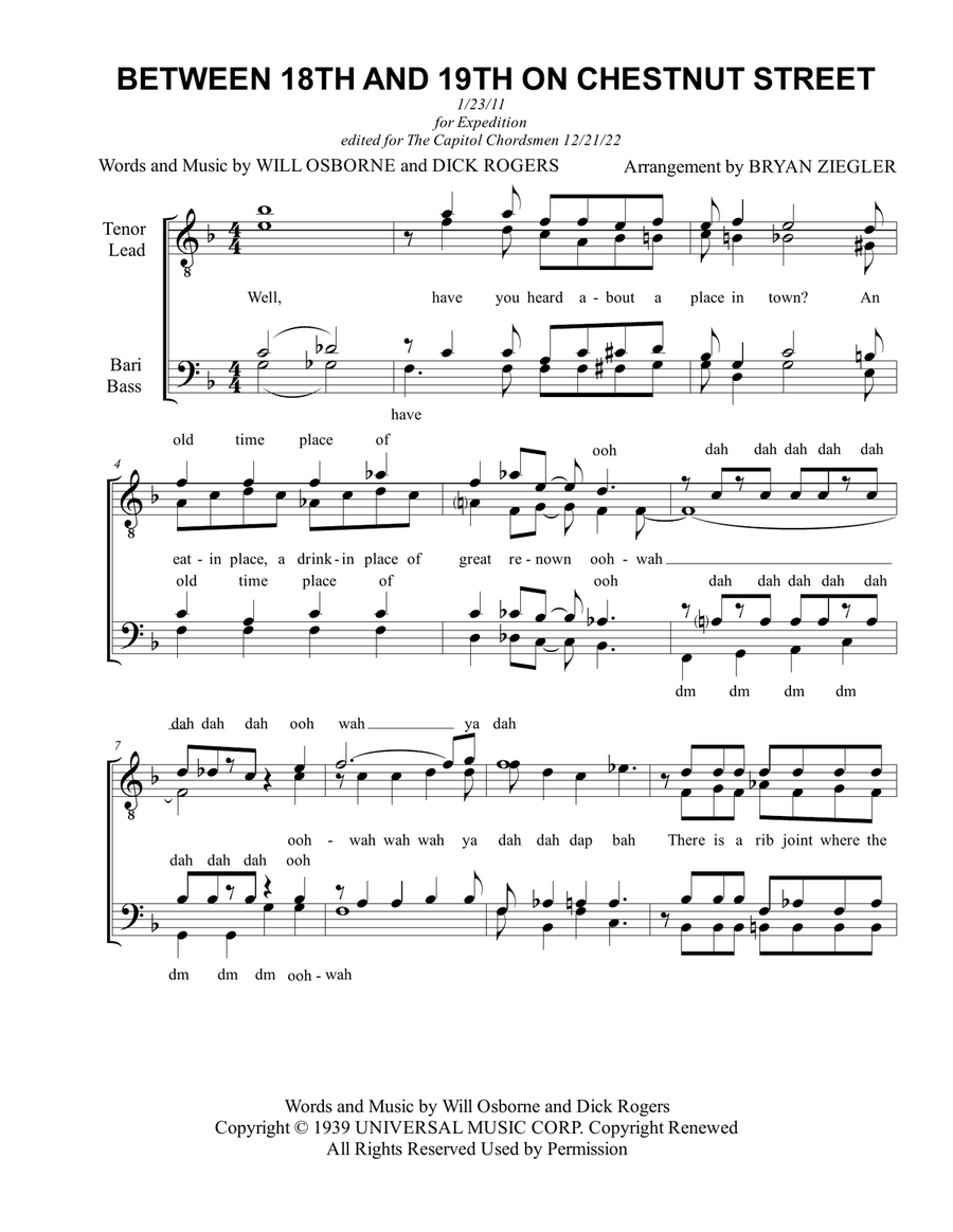 Between 18th And 19th On Chestnut Street TTBB scores gallery preview page 1