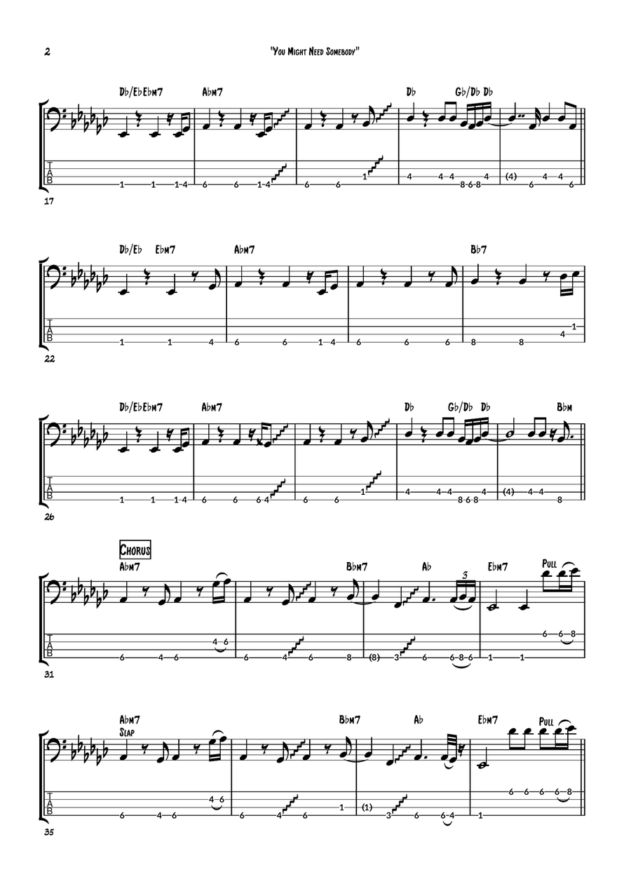 You Might Need Somebody You Might Need Somebody Bass Guitar Tablature scores gallery preview page 2