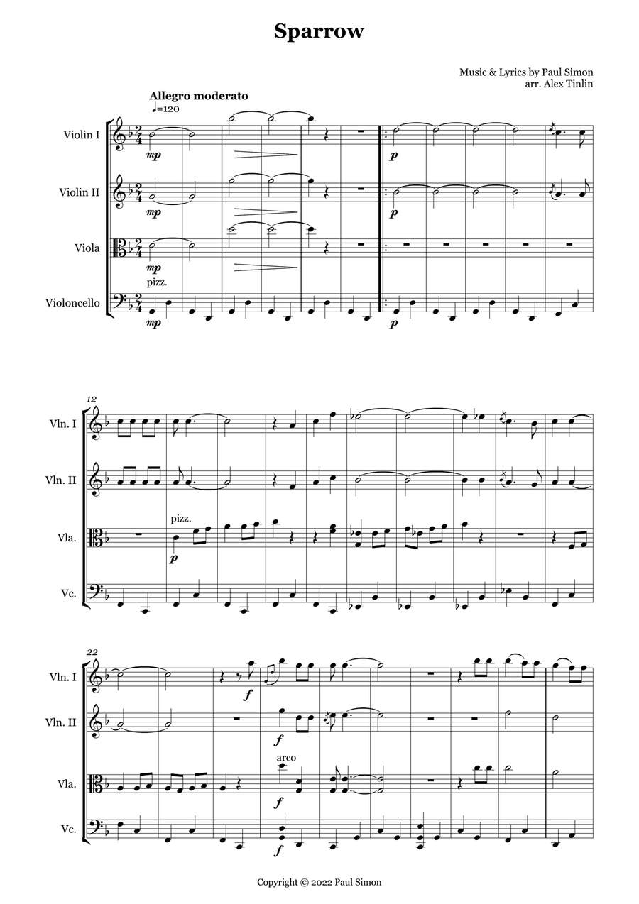 Sparrow Sparrow String Quartet scores gallery preview page 2