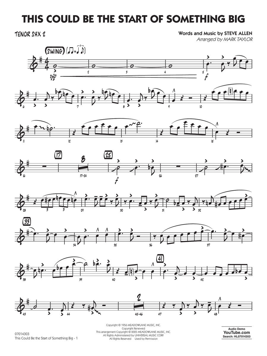 This Could Be The Start Of Something Big (arr. Mark Taylor) - Tenor Sax 2 Jazz Ensemble scores gallery preview page 1
