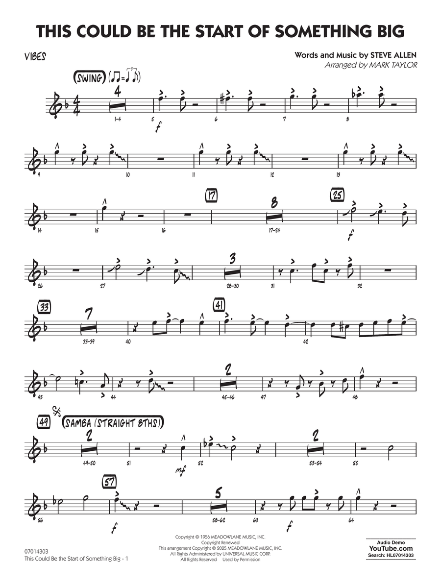This Could Be The Start Of Something Big (arr. Mark Taylor) - Vibes Jazz Ensemble scores gallery preview page 1