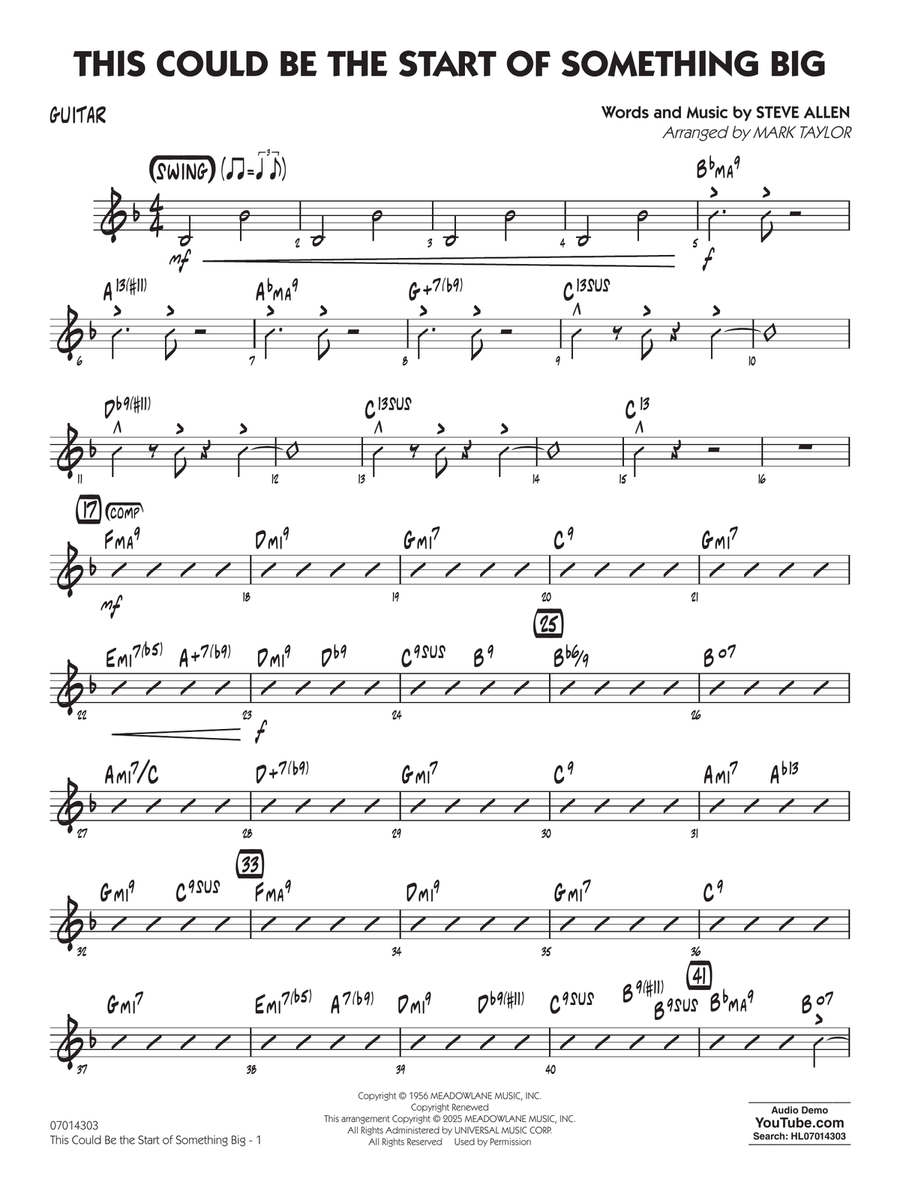 This Could Be The Start Of Something Big (arr. Mark Taylor) - Guitar Jazz Ensemble scores gallery preview page 1