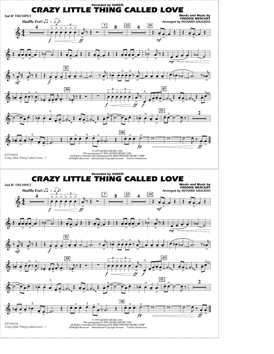 Crazy Little Thing Called Love (arr. Richard Saucedo) - 2nd Bb Trumpet Marching Band scores gallery preview page 1