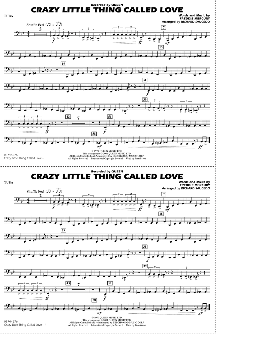 Crazy Little Thing Called Love (arr. Richard Saucedo) - Tuba Marching Band scores gallery preview page 1