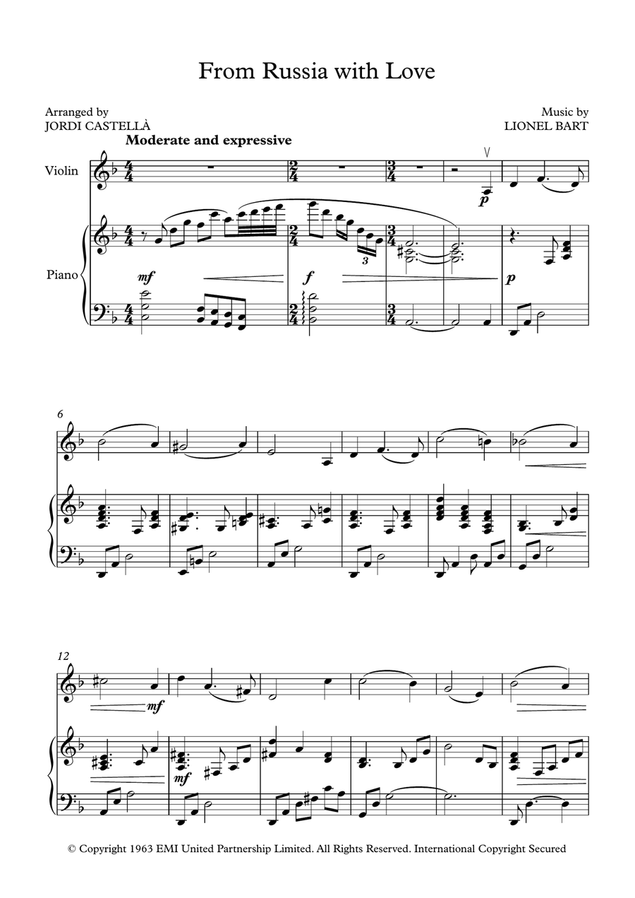 From Russia With Love Violin Solo scores gallery preview page 1