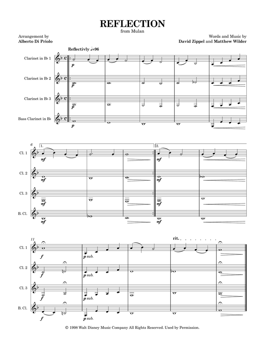 Reflection - Score Only Woodwind Quartet scores gallery preview page 2