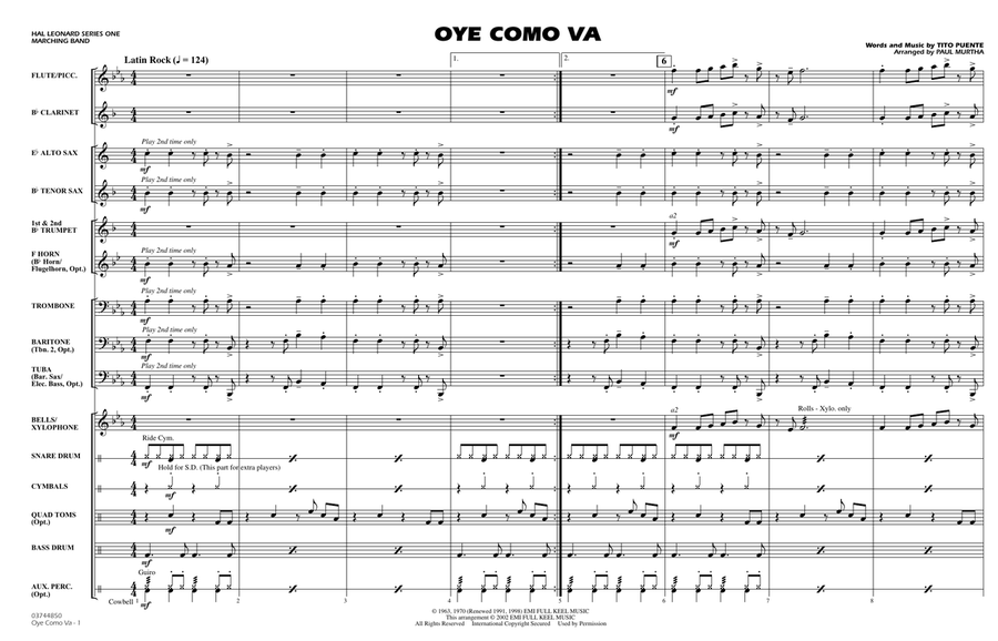 Oye Como Va (arr. Paul Murtha) - Full Score Marching Band scores gallery preview page 1