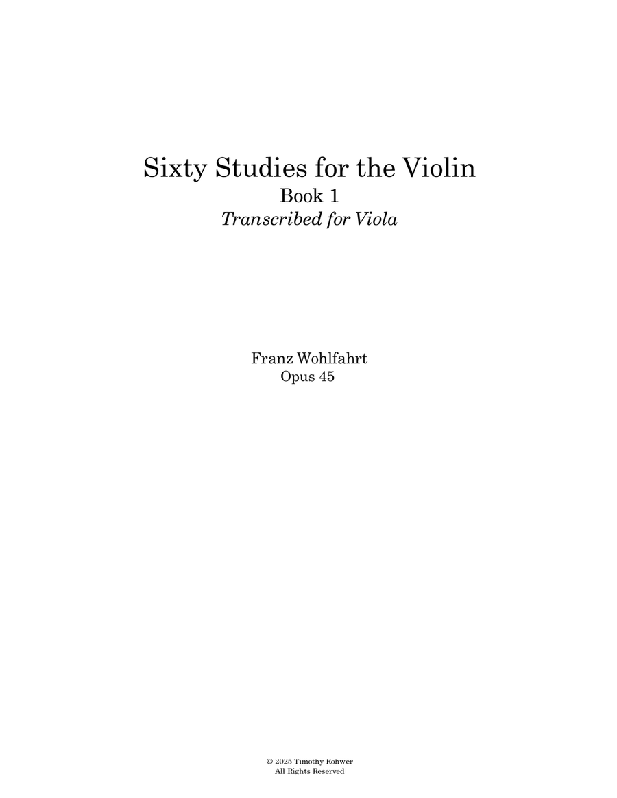 Sixty Studies (Opus 45), Book 1, Transcribed for Viola Viola Solo scores gallery preview page 1