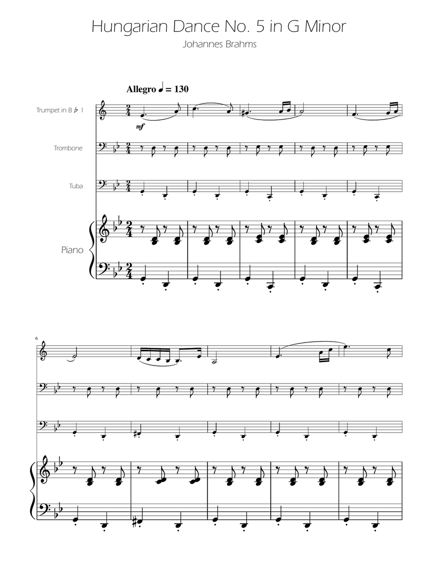 Hungarian Dance No. 5 - Brass Trio Brass Trio scores gallery preview page 1