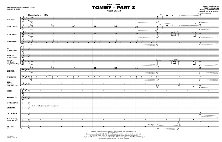 Tommy - Part 3 (Pinball Wizard) - Full Score Marching Band scores gallery preview page 1