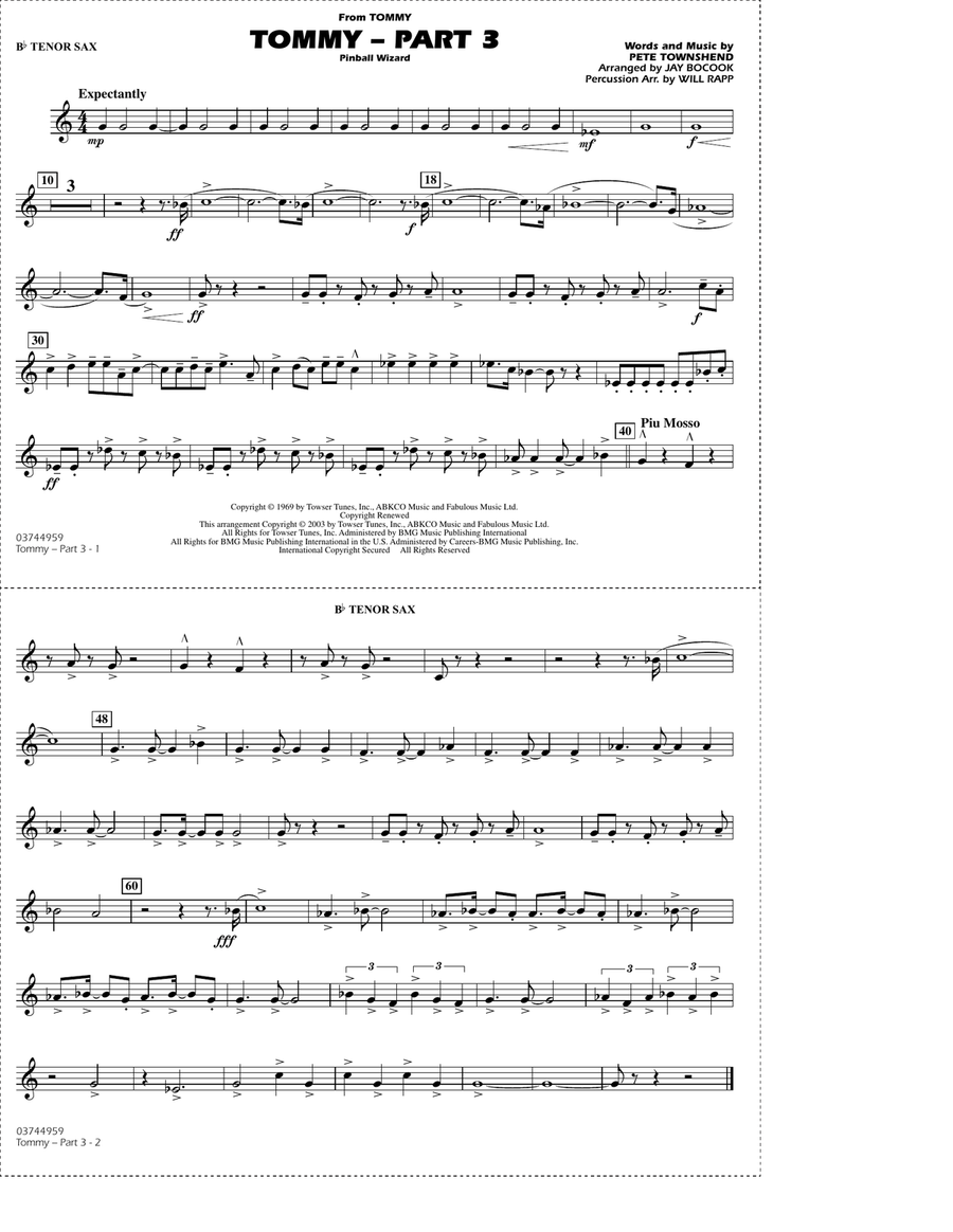 Tommy - Part 3 (Pinball Wizard) - Bb Tenor Sax Marching Band scores gallery preview page 1