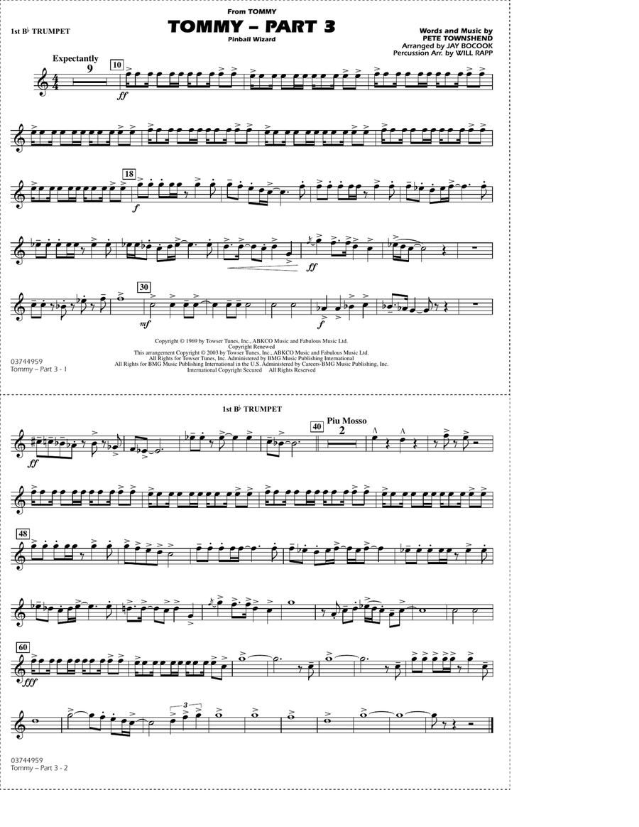 Tommy - Part 3 (Pinball Wizard) - 1st Bb Trumpet Marching Band scores gallery preview page 1