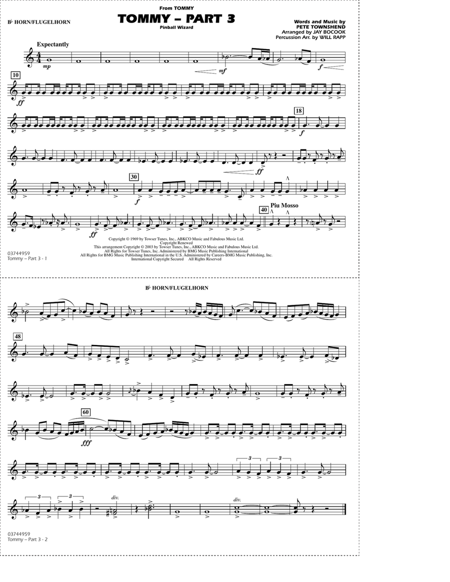 Tommy - Part 3 (Pinball Wizard) - Bb Horn/Flugelhorn Marching Band scores gallery preview page 1