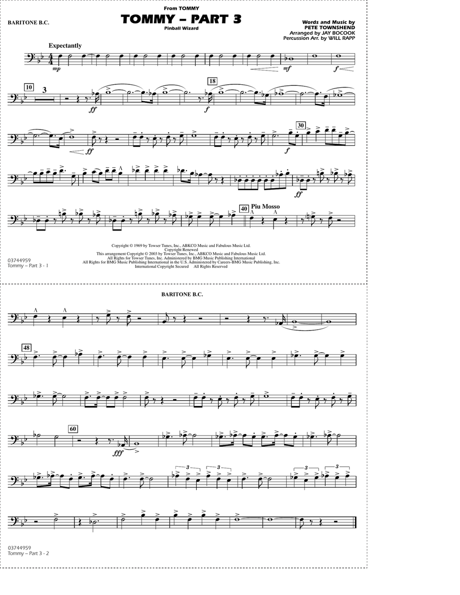 Tommy - Part 3 (Pinball Wizard) - Baritone B.C. Marching Band scores gallery preview page 1