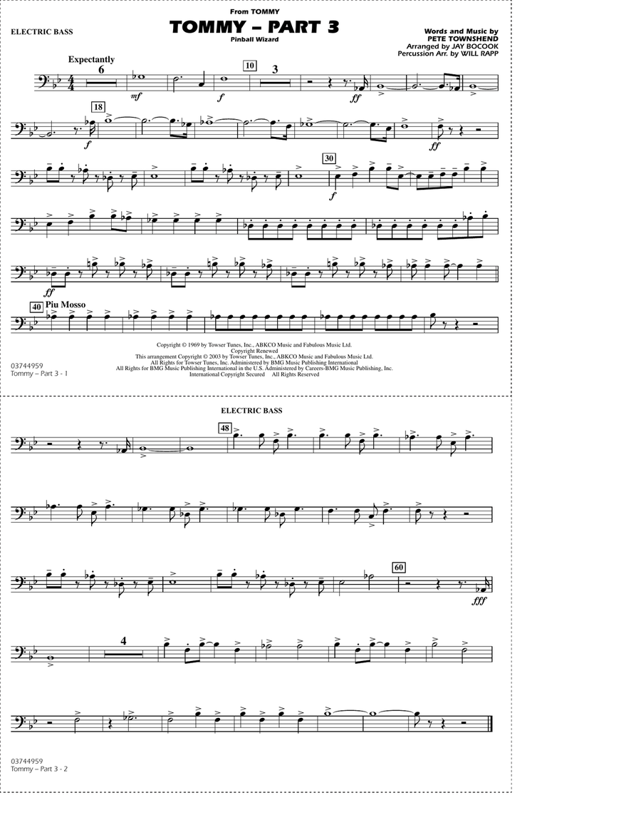 Tommy - Part 3 (Pinball Wizard) - Electric Bass Marching Band scores gallery preview page 1