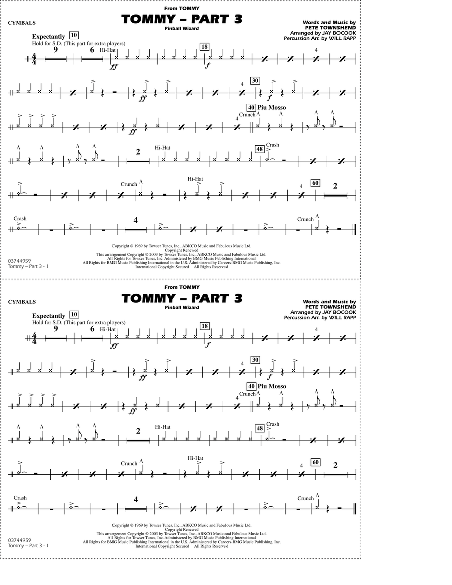 Tommy - Part 3 (Pinball Wizard) - Cymbals Marching Band scores gallery preview page 1