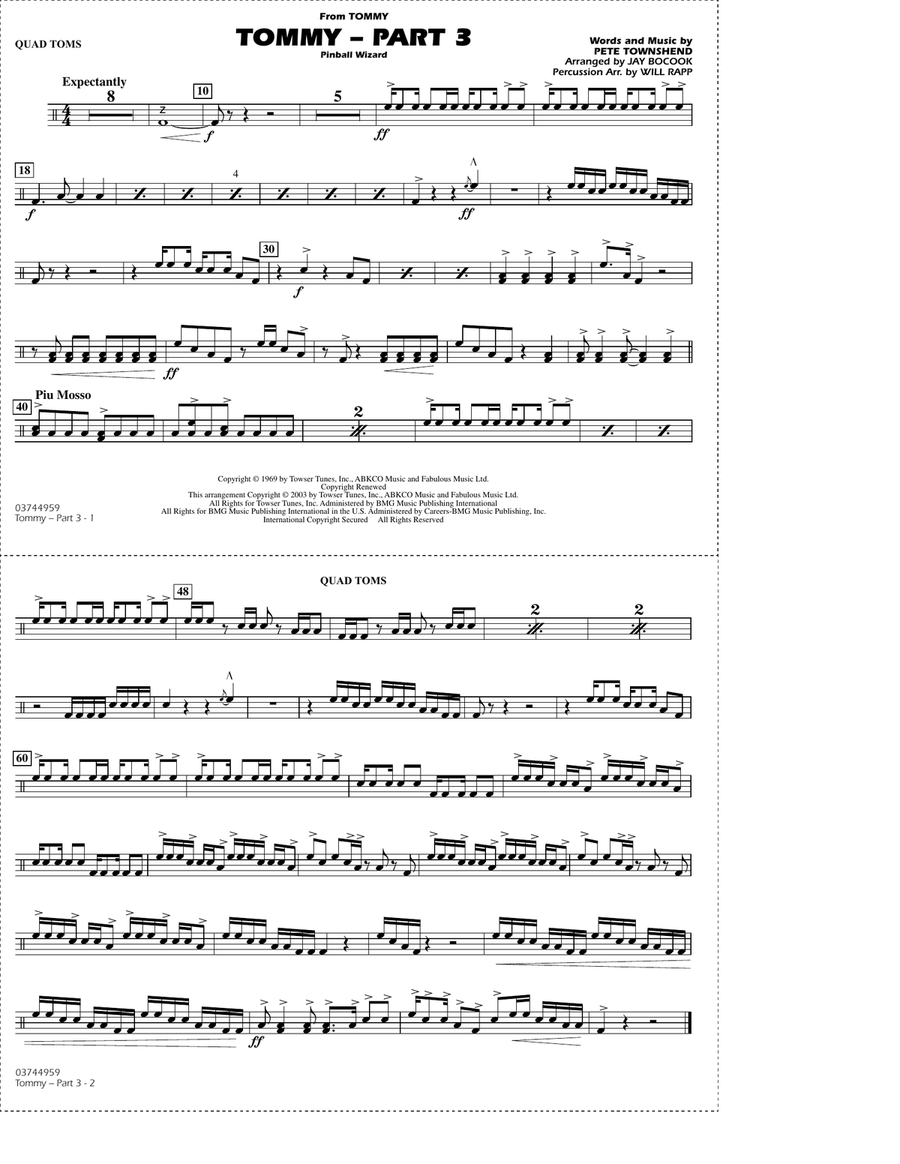 Tommy - Part 3 (Pinball Wizard) - Quad Toms Marching Band scores gallery preview page 1
