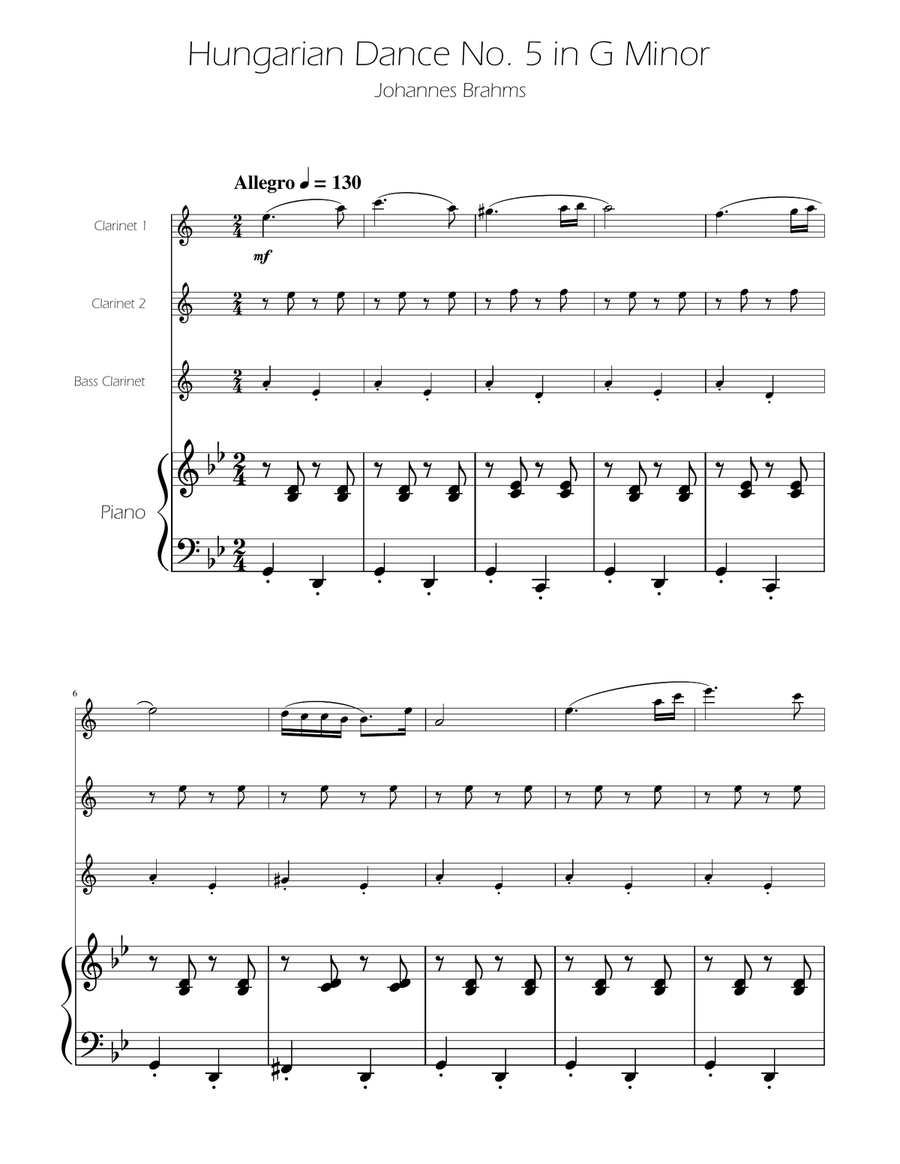 Hungarian Dance No. 5 - Clarinet Trio Clarinet Trio scores gallery preview page 1