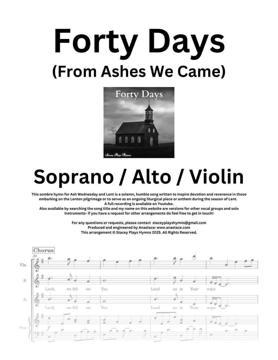 Forty Days (From Ashes We Came) - SA + Violin SA scores gallery preview page 1