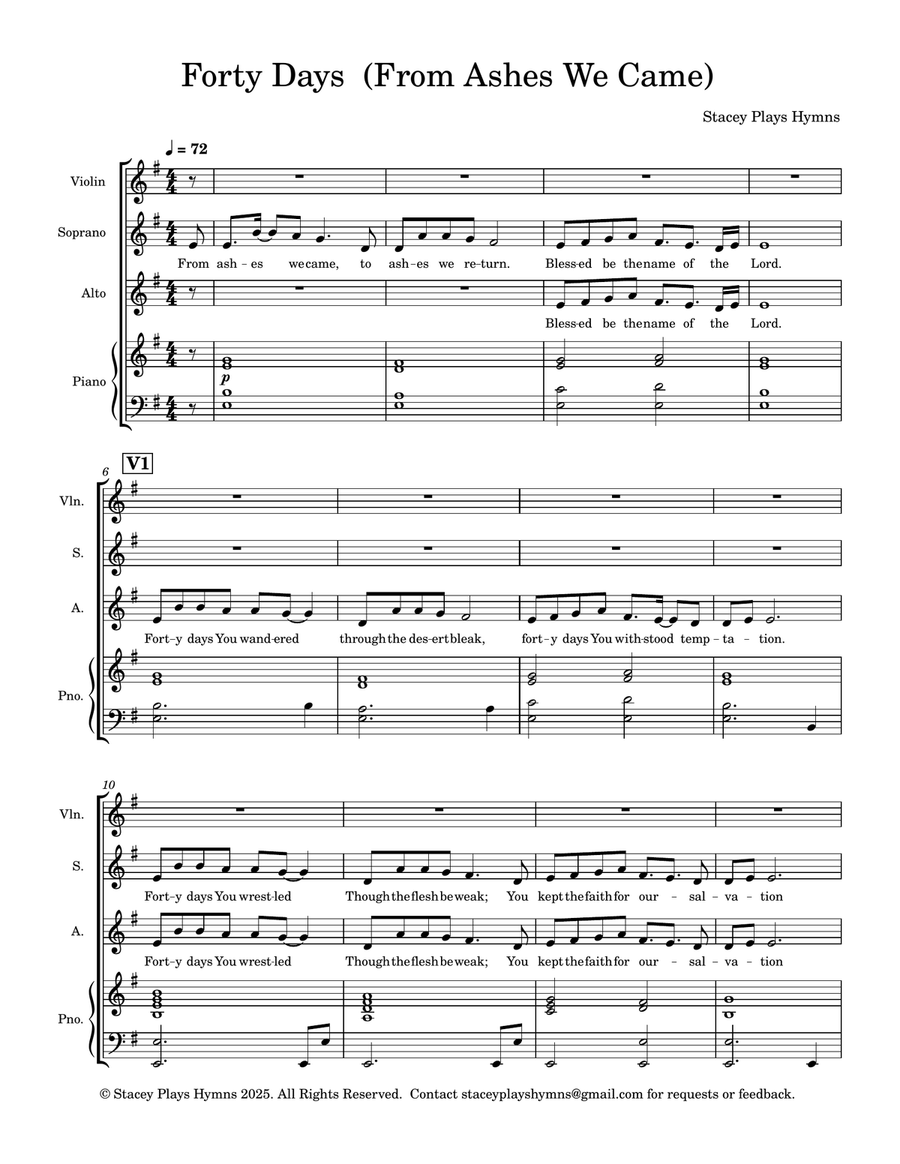 Forty Days (From Ashes We Came) - SA + Violin SA scores gallery preview page 2