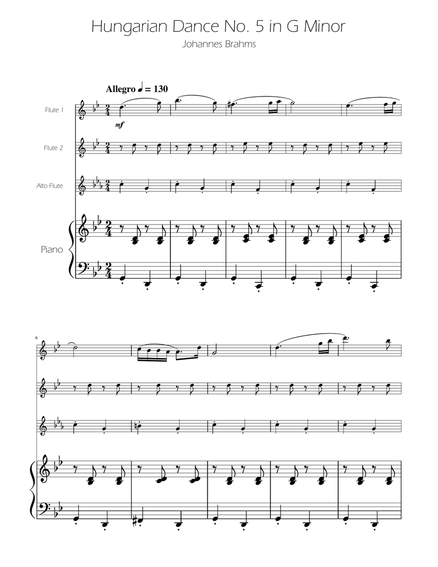 Hungarian Dance No. 5 - Flute Trio Flute Trio scores gallery preview page 1