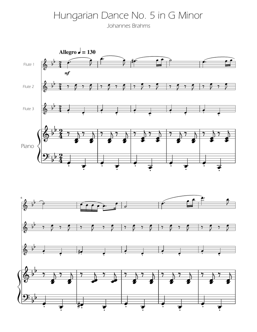 Hungarian Dance No. 5 - Flute Trio Flute Trio scores gallery preview page 1