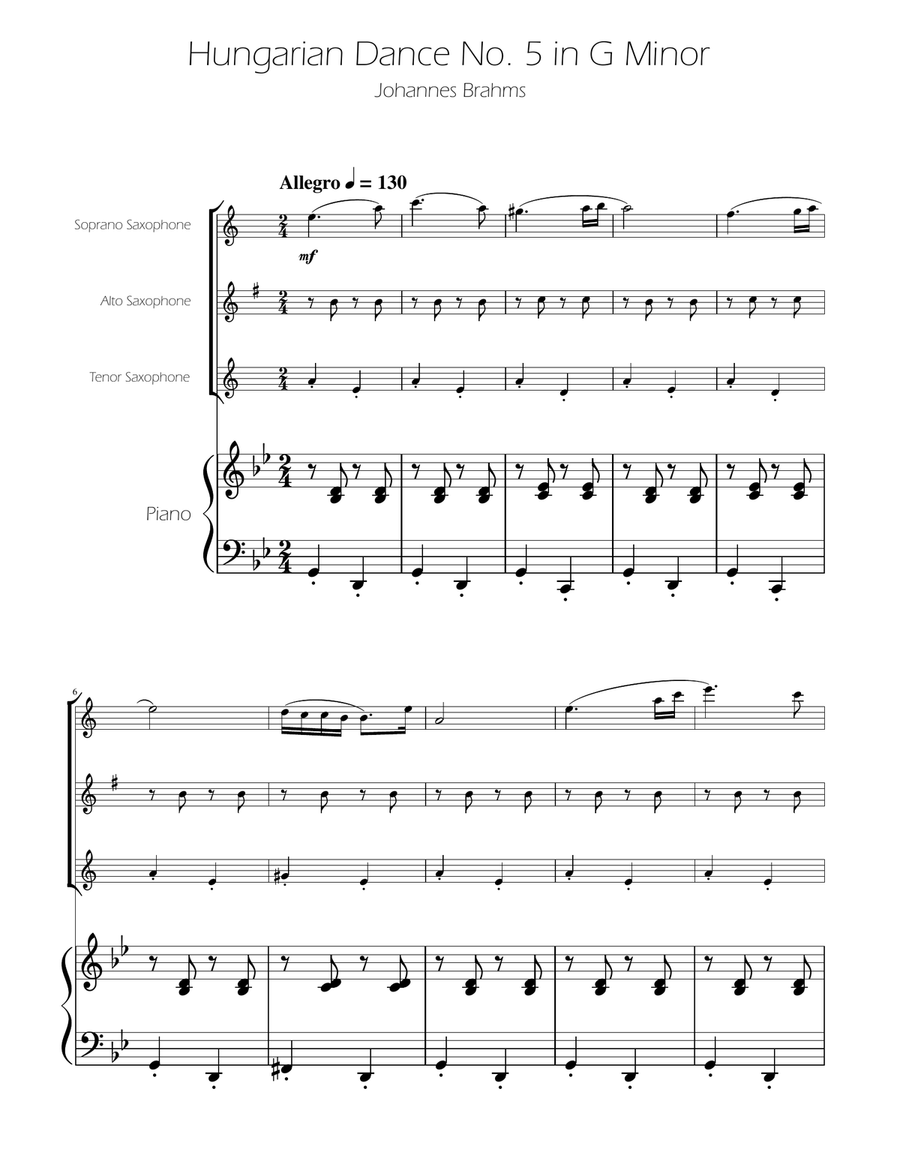 Hungarian Dance No. 5 - Sax SAT Trio SAT scores gallery preview page 1