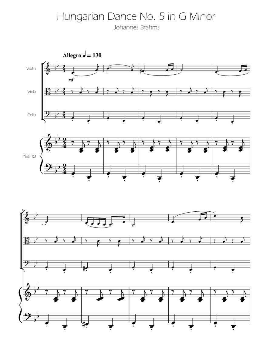 Hungarian Dance No. 5 - String Trio String Trio scores gallery preview page 1